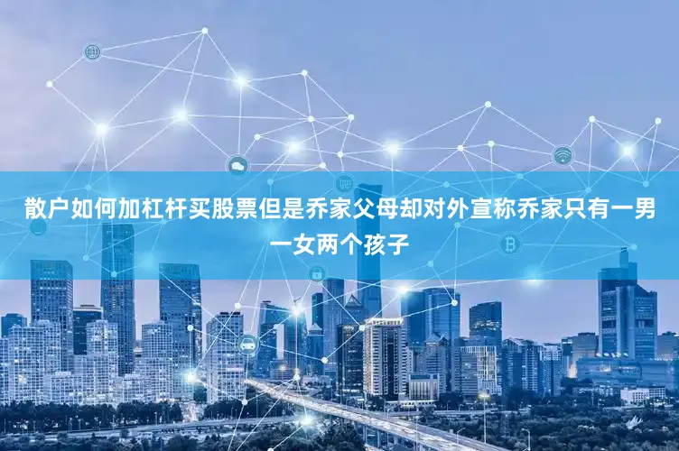 散户如何加杠杆买股票但是乔家父母却对外宣称乔家只有一男一女两个孩子